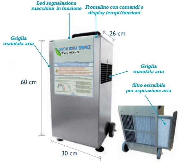 Macchinario sanificazione ozono ozono corona virus